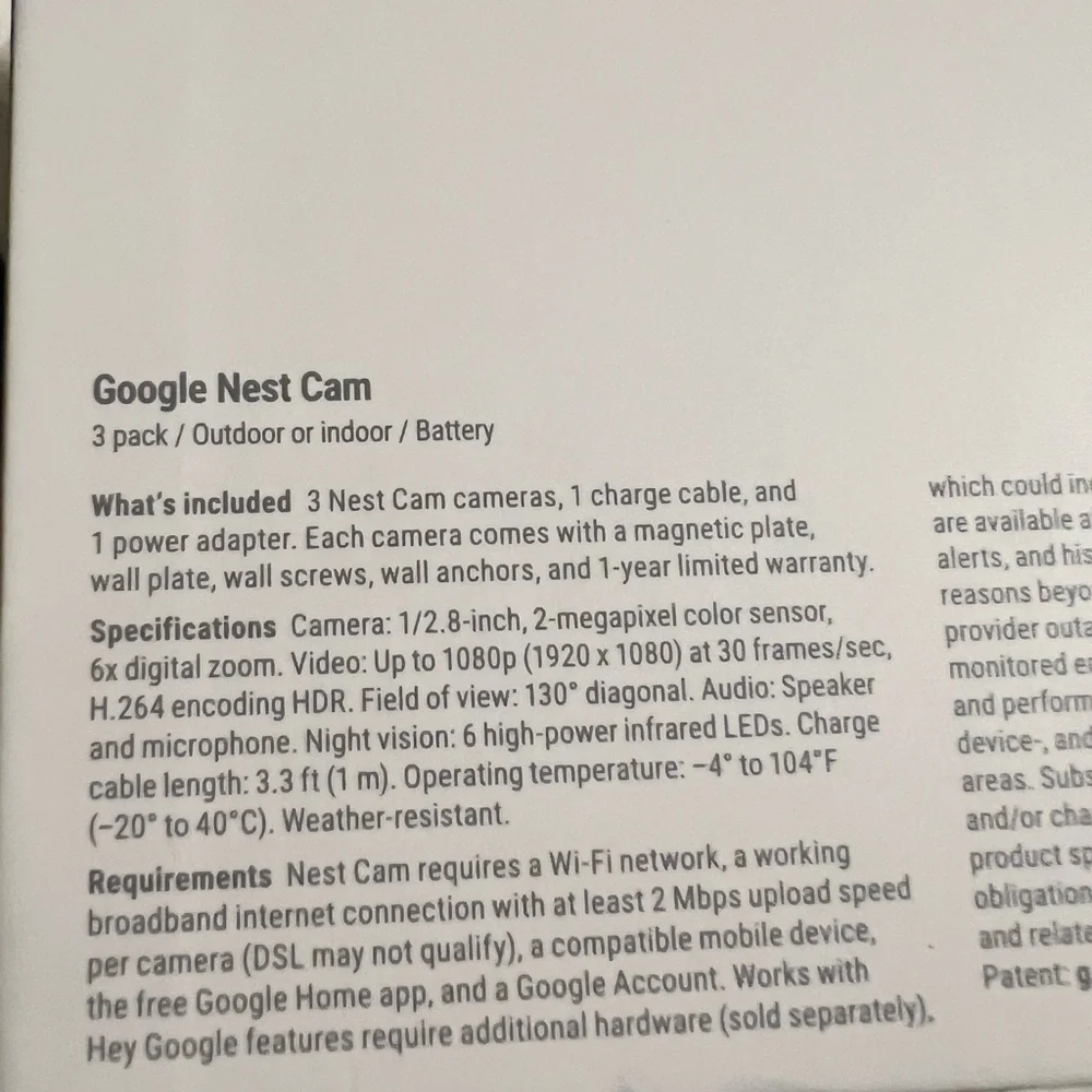 Google Nest Cams Home Security - White